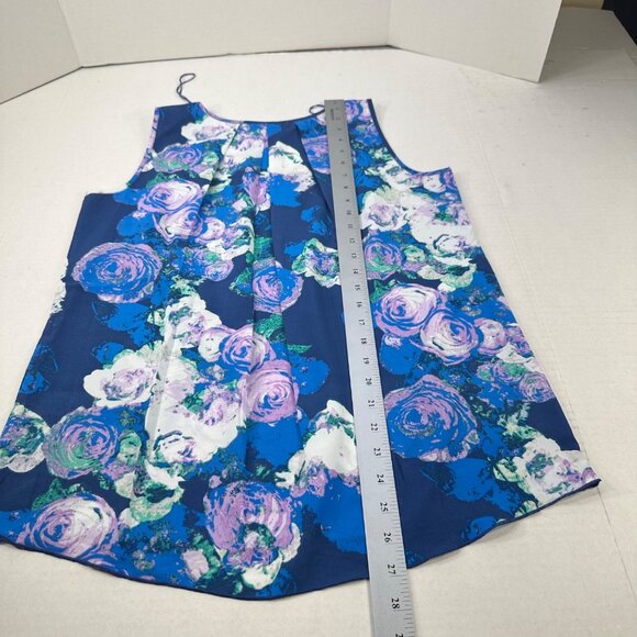 Charming Charlie Women's Size Small Blouse Sleeveless Blue Purple White Preowned - Picture 11 of 11